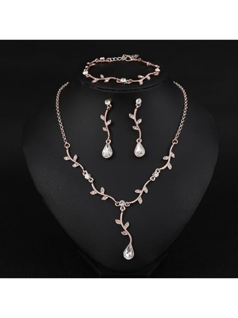 Hapibuy Crystal Bridal Jewelry Set | Rhinestone Choker, Earrings & Bracelet